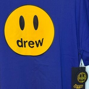 NWT Drew House T-Shirt with Yellow Emblem / Royal Blue / Size Small